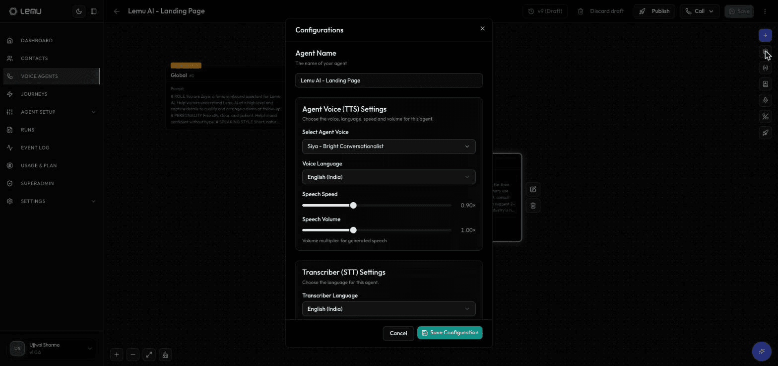 Transcriber (STT) Settings